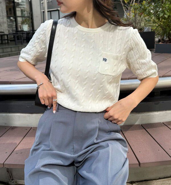 fredy emue「FR刺繍ケーブル柄ポケ付きプルオーバー」|ニット・セーター|