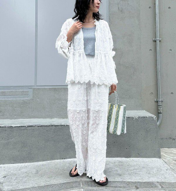 fredy emue「3D刺繍スカラップイージーパンツ」|チノ|