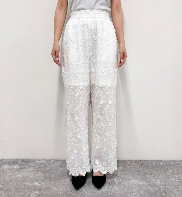 fredy emue「3D刺繍スカラップイージーパンツ」|チノ|