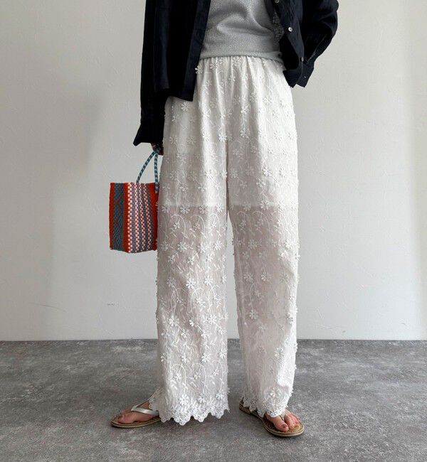 fredy emue「3D刺繍スカラップイージーパンツ」|チノ|