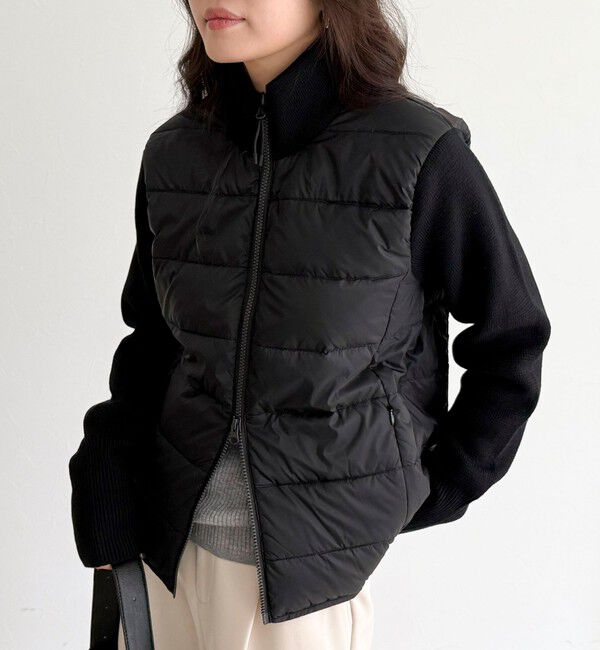fredy emue「【TAION/タイオン】別注HI NECK DOWN JACKET+SLEEVE KNIT」|ダウン|ブラック