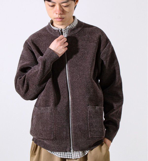 GLOSTER「【チクチクしないニットシリーズ】モールダブルフェイス クルージップカーデ」|カーディガン|