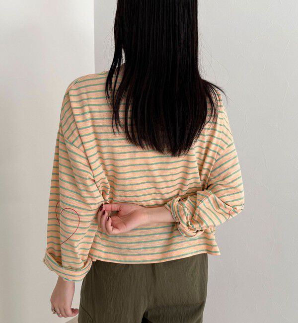 fredy emue「【人気商品の新型】ボーダーハートステッチルーズロンTシャツ」|Tシャツ・カットソー|