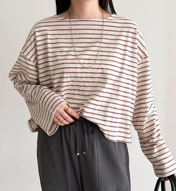 fredy emue「【人気商品の新型】ボーダーハートステッチルーズロンTシャツ」|Tシャツ・カットソー|