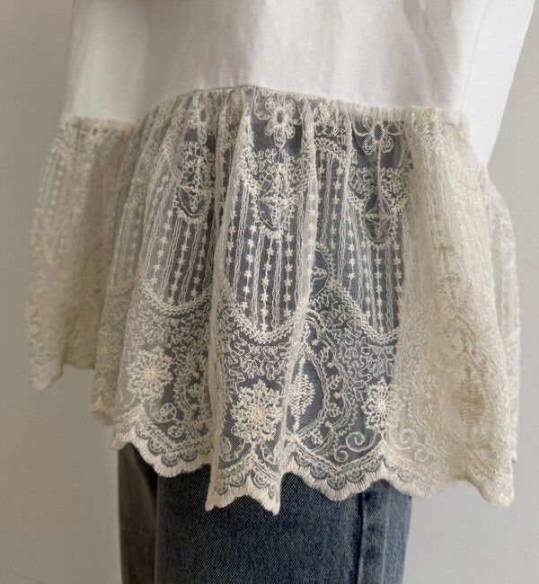 fredy emue「【4回目の追加販売！】レースドッキングロンTシャツ」|Tシャツ・カットソー|