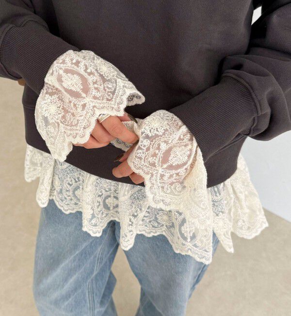 fredy emue「【4回目の追加販売！】レースドッキングロンTシャツ」|Tシャツ・カットソー|