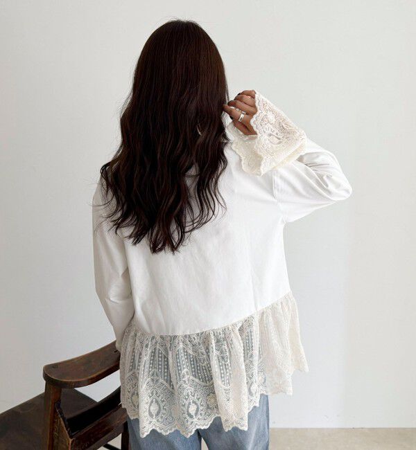 fredy emue「【4回目の追加販売！】レースドッキングロンTシャツ」|Tシャツ・カットソー|