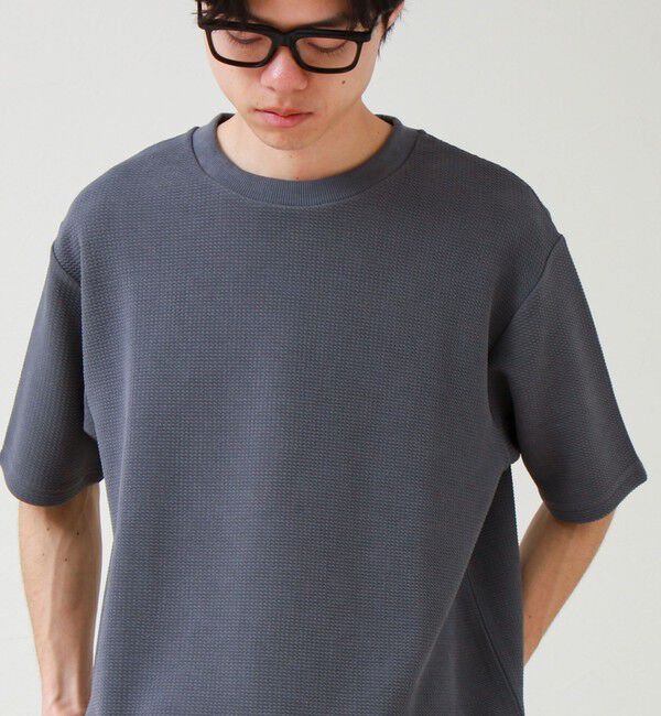 GLOSTER「【立体感素材】フクレジャガード 半袖Tシャツ」|Tシャツ・カットソー|チャコールグレー