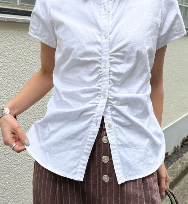 fredy emue「フロントギャザーちび袖ブラウス」|シャツ・ブラウス|