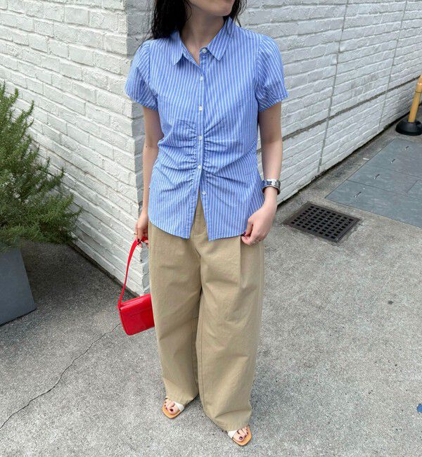 fredy emue「フロントギャザーちび袖ブラウス」|シャツ・ブラウス|