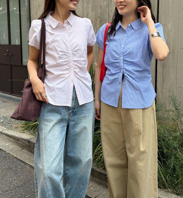 fredy emue「フロントギャザーちび袖ブラウス」|シャツ・ブラウス|