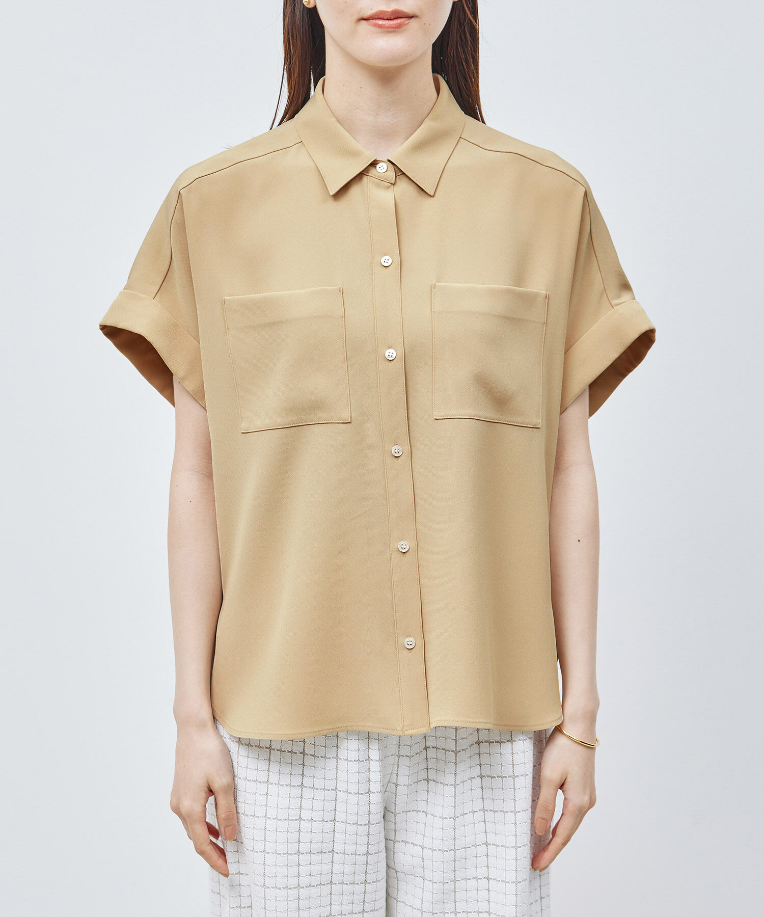 ROPE「【新色追加】トリアセバックサテンフラップシャツ/セットアップ対応【メディア掲載】」|シャツ・ブラウス|