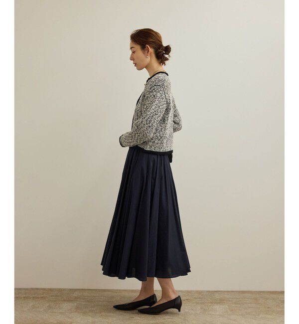 ROPE「スパンコールミックスノーカラーニットジャケット/洗える」|ノーカラージャケット|