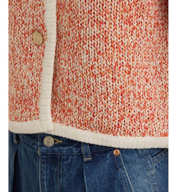 ROPE「スパンコールミックスノーカラーニットジャケット/洗える」|ノーカラージャケット|