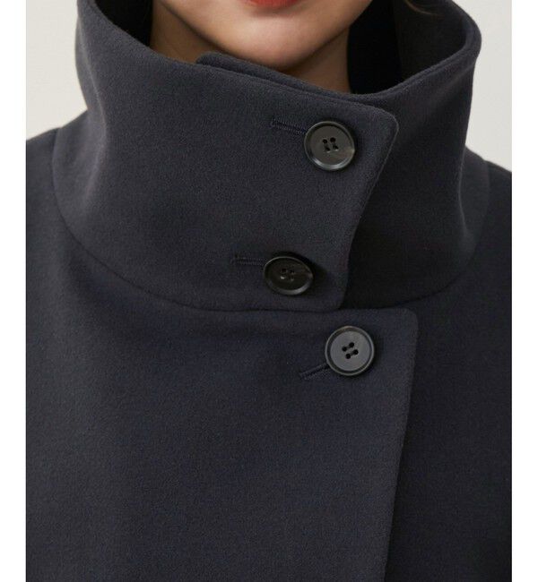 VIS「【静電気防止】ステン&スタンドカラージャージメルトンミドル丈コート」|ステンカラーコート|