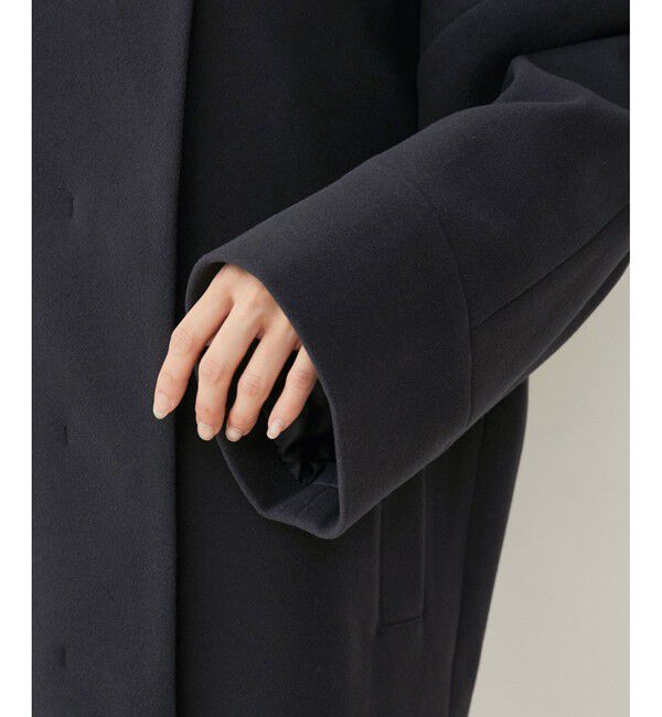 VIS「【静電気防止】ステン&スタンドカラージャージメルトンミドル丈コート」|ステンカラーコート|