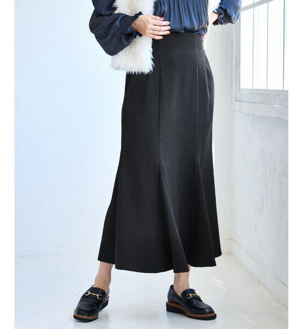 VIS「【美easy】ウーリッシュマーメイドスカート【セットアップ対応/洗える】」|スカート|ブラック(01)