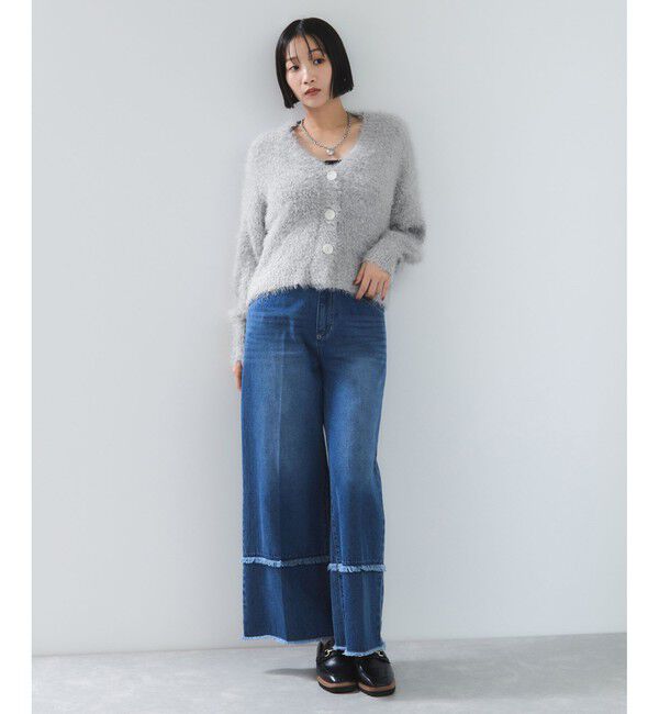 VIS「ポップコーンヤーンラメフェザーニットカーディガン/WEB限定FSサイズ」|カーディガン|