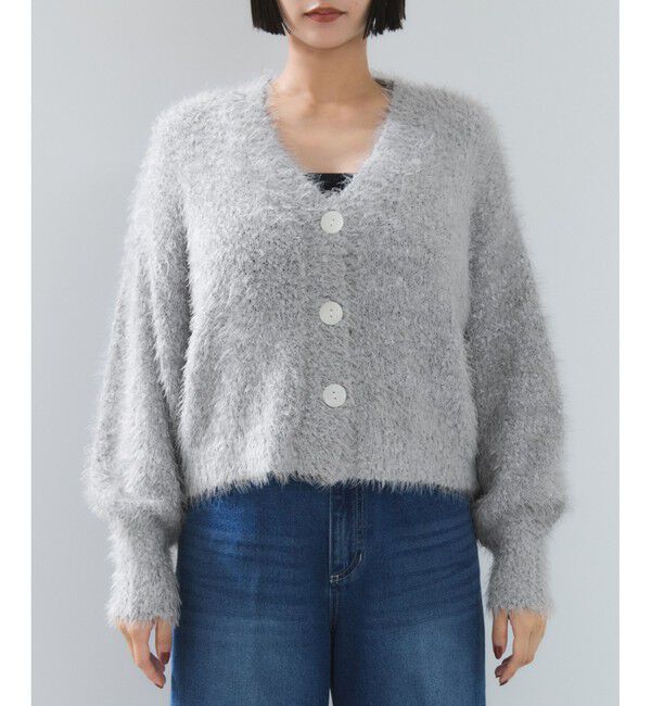 VIS「ポップコーンヤーンラメフェザーニットカーディガン/WEB限定FSサイズ」|カーディガン|