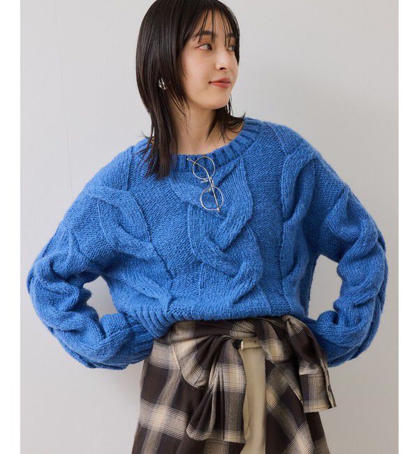 VIS「ケーブルコンパクトニット」|ニット・セーター|ブルー(44)