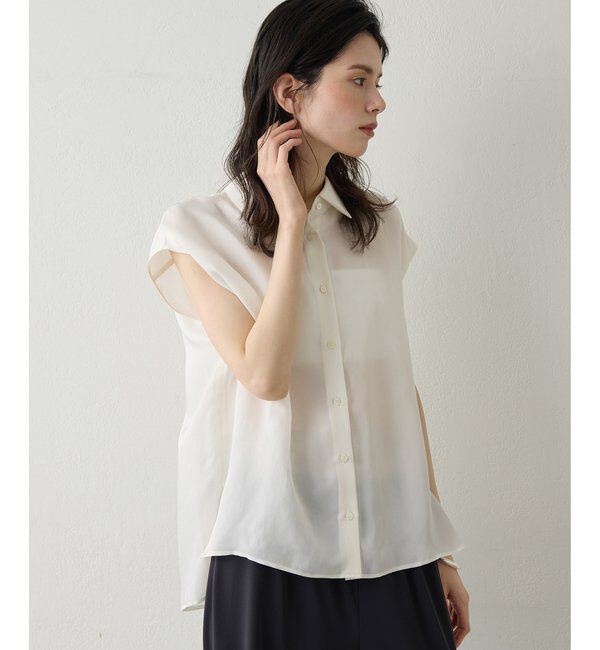 Drawing Numbers「【Drawing Numbers】キュプラノースリーブスリットブラウス」|シャツ・ブラウス|