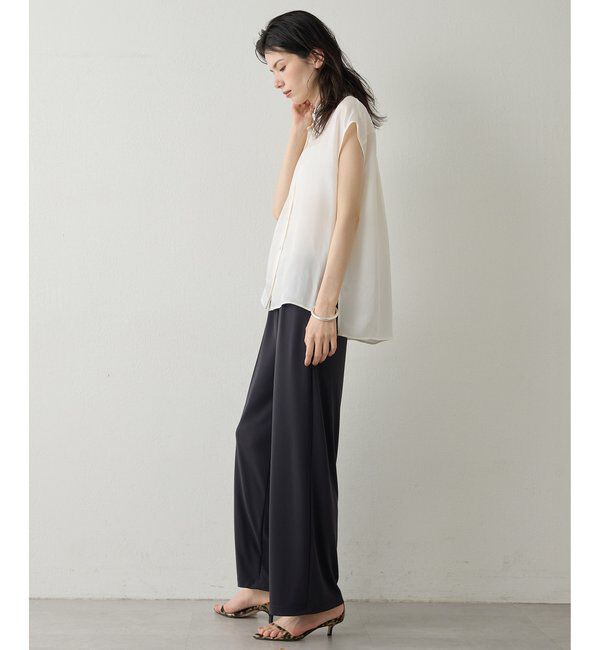 Drawing Numbers「【Drawing Numbers】キュプラノースリーブスリットブラウス」|シャツ・ブラウス|