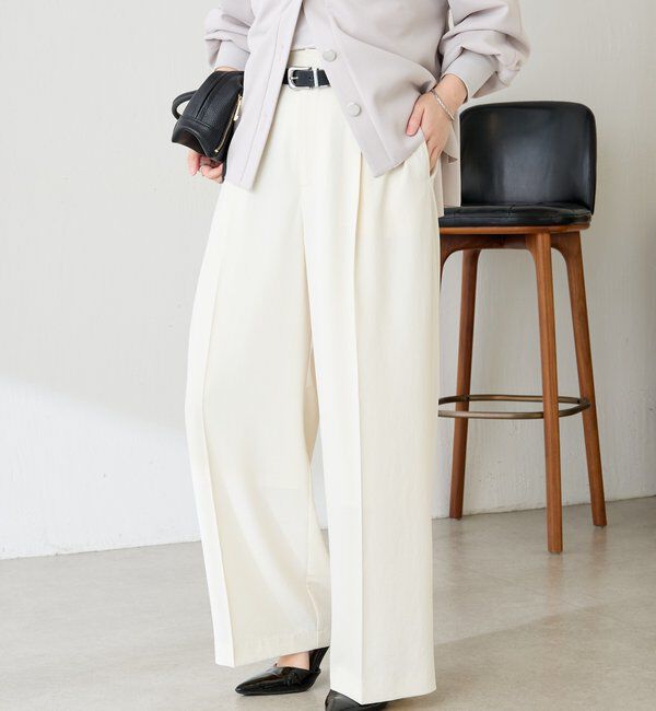  「《マイナス3kg見え/サイズ展開豊富》ジャージワイドパンツ」|スラックス|