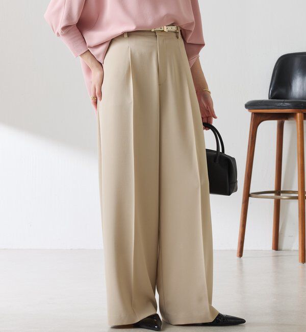  「《マイナス3kg見え/サイズ展開豊富》ジャージワイドパンツ」|スラックス|