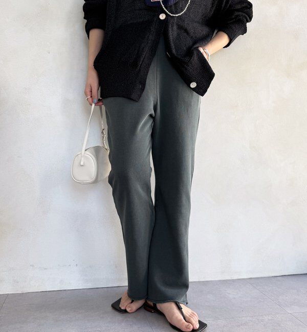  「ピグメント加工裏毛フレアパンツ」|チノ|ブラック