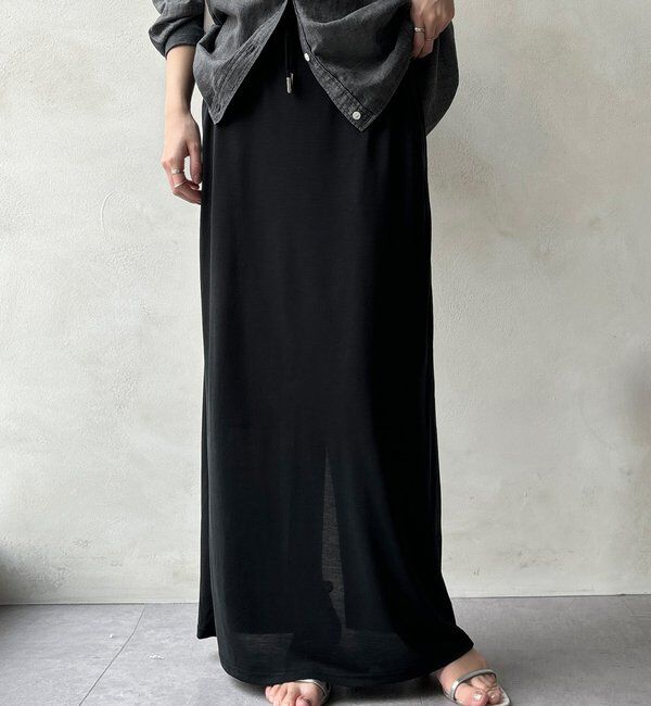  「【セットアップ可能】ソフトIラインスカート」|スカート|ブラック