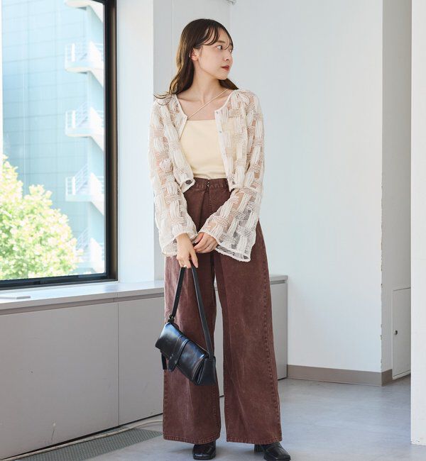  「【3サイズ】デニムタックワイドパンツ」|デニム|