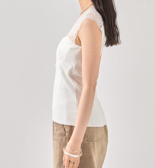  「Vレースタンクトップ」|キャミソール|