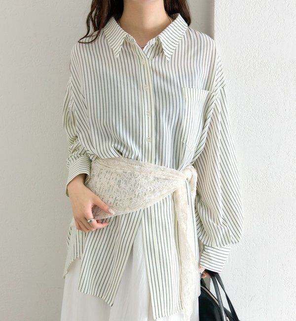  「ボタンレイヤードBIGシャツ」|シャツ・ブラウス|ネイビー