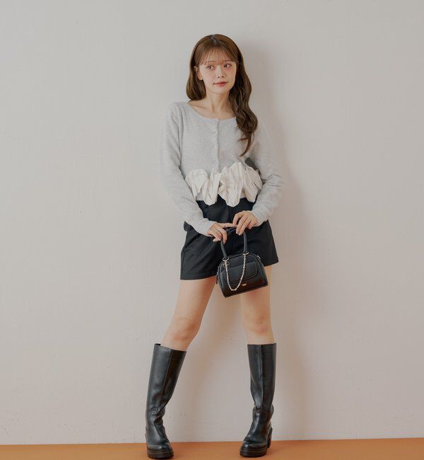  「ねじりフリルデザインラメシャギーカーディガン」|カーディガン|