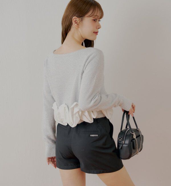  「ねじりフリルデザインラメシャギーカーディガン」|カーディガン|