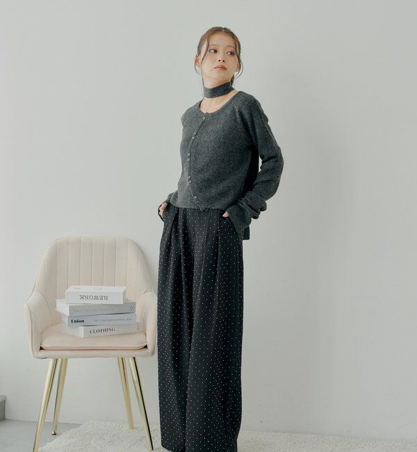  「【SALON by Chico】取り外しフリルルーズラインストーンスラックス」|チノ|