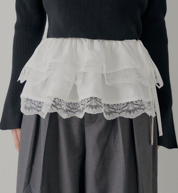  「【SALON by Chico】取り外しフリルルーズラインストーンスラックス」|チノ|