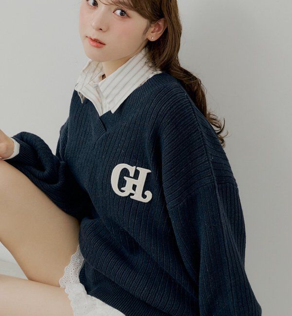  「【セットアップ対応】Vネックルーズニット」|ニット・セーター|