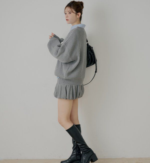  「【セットアップ対応】Vネックルーズニット」|ニット・セーター|