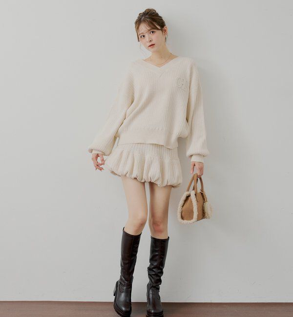  「【セットアップ対応】Vネックルーズニット」|ニット・セーター|