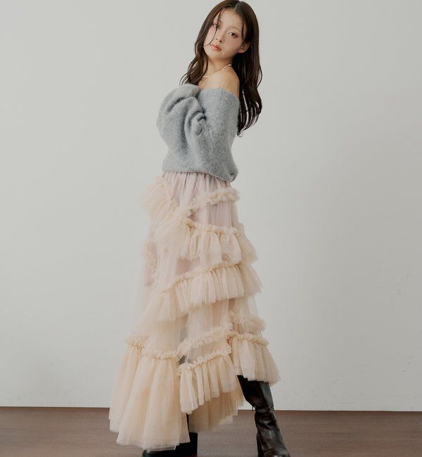  「【SALON by Chico】ウールシャギータックオフショルニット」|ニット・セーター|