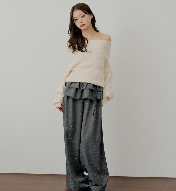  「【SALON by Chico】ウールシャギータックオフショルニット」|ニット・セーター|