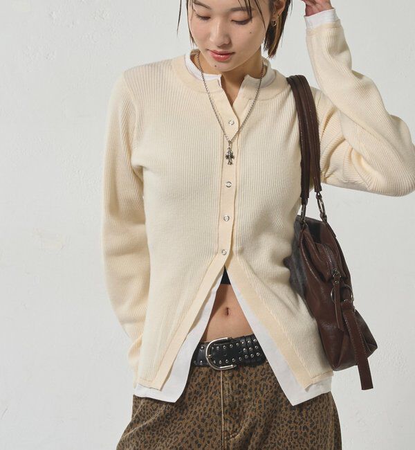  「レイヤードヘンリーナローカーデ」|ニット・セーター|