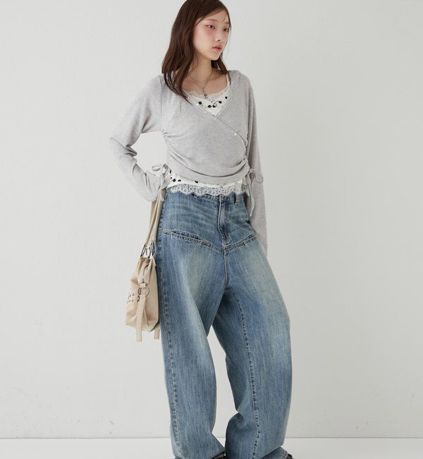  「スタッズリブカシュクールフーディ」|パーカー|