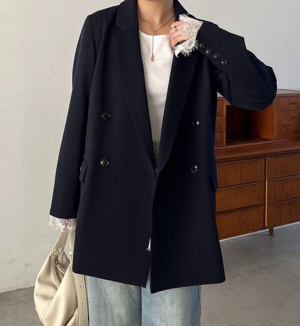  「【再販・サイズ展開あり・WEB限定カラー/グレージュ】Wテーラージャケット」|テーラードジャケット|