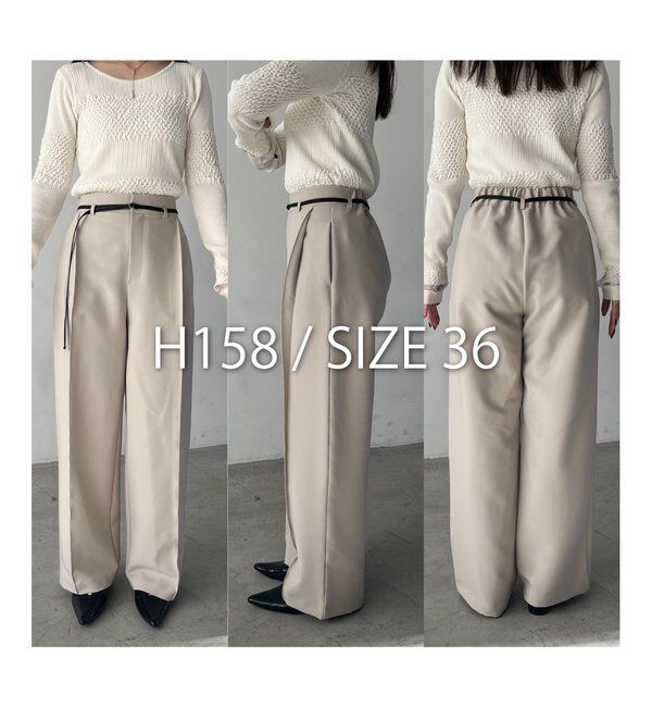  「【低身長サイズあり】カーブタックベルト付パンツ」|チノ|