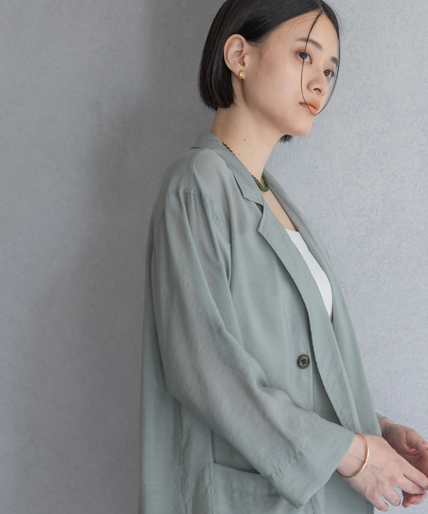 A part by 「レーヨンナイロンシアーシャツジャケット」|テーラードジャケット|