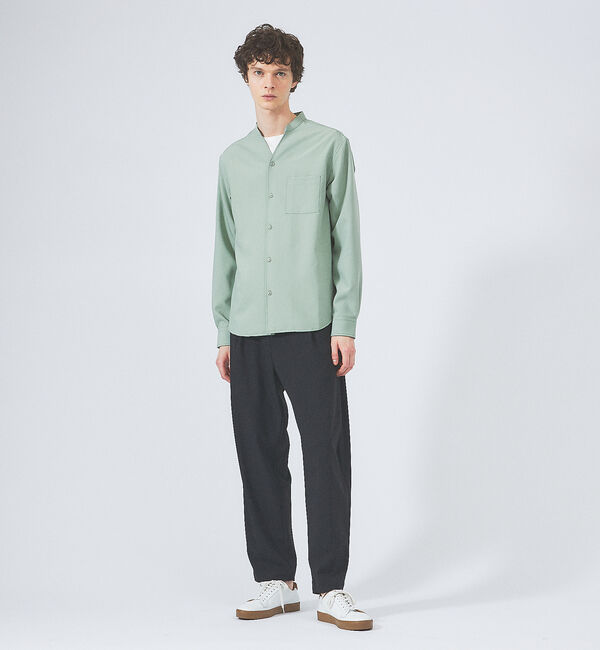 ABAHOUSE「【定番】ストレッチ ノーカラー Vネック シャツ」|シャツ・ブラウス|