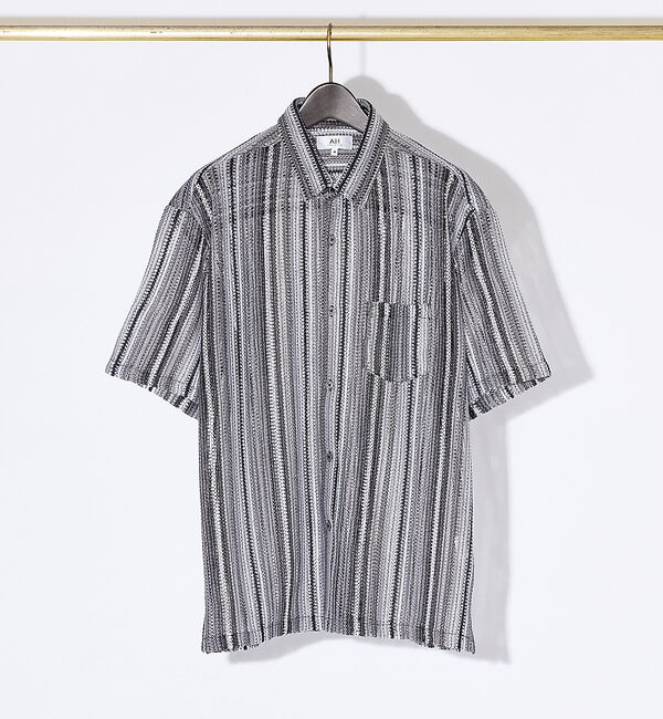 ABAHOUSE「【AH ABAHOUSE】透かし編み 半袖シャツ」|シャツ・ブラウス|