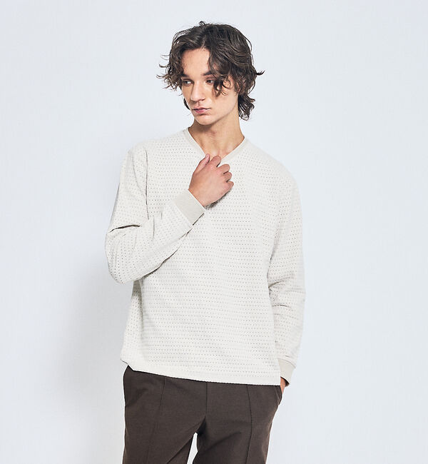 ABAHOUSE「アイレットベロア　クルーネック長袖Tシャツ」|Tシャツ・カットソー|アイボリー